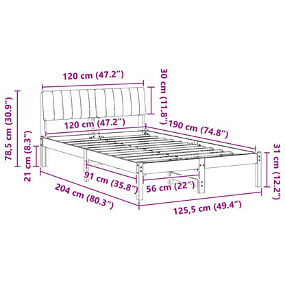 Bedframe Bruin en zwart 120 x 190 cm Massief grenenhout