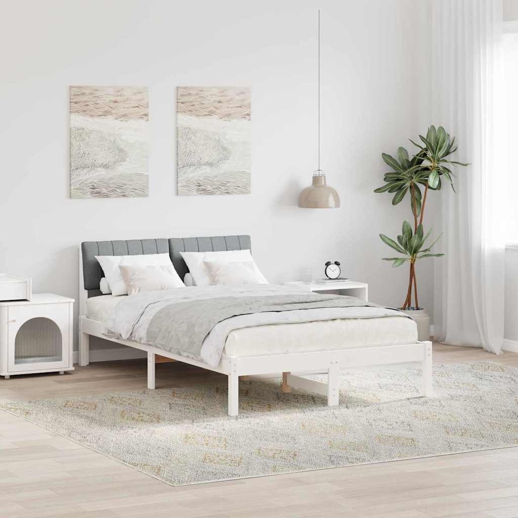 Bedframe Wit en lichtgrijs 120 x 190 cm Massief grenenhout