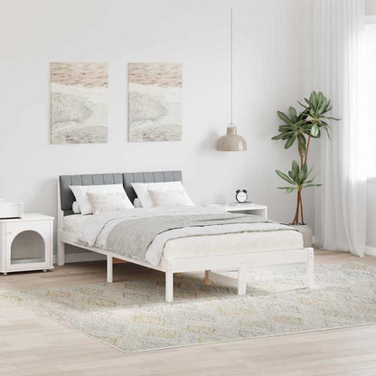 Bedframe Wit en lichtgrijs 120 x 190 cm Massief grenenhout