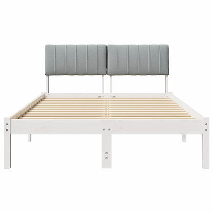 Bedframe Wit en lichtgrijs 120 x 190 cm Massief grenenhout