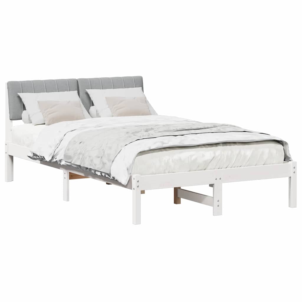Bedframe Wit en lichtgrijs 120 x 190 cm Massief grenenhout