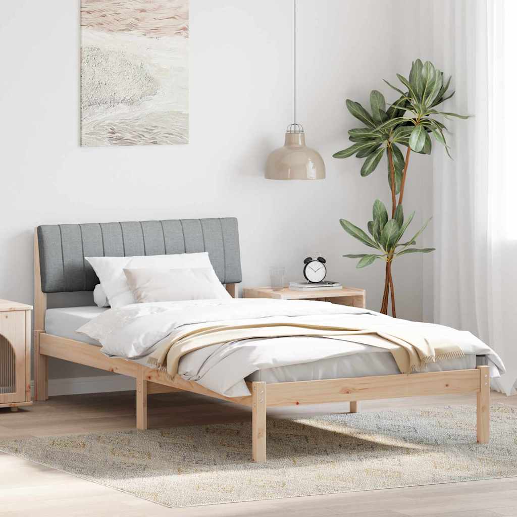 Bedframe Bruin en lichtgrijs 100 x 200 cm Massief grenenhout