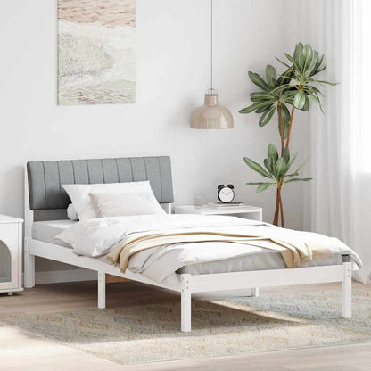 Bedframe Wit en lichtgrijs 100 x 200 cm Massief grenenhout