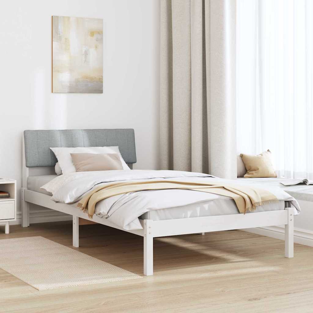 Bedframe Wit en lichtgrijs 100 x 200 cm Massief grenenhout