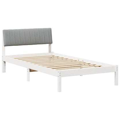 Bedframe Wit en lichtgrijs 100 x 200 cm Massief grenenhout