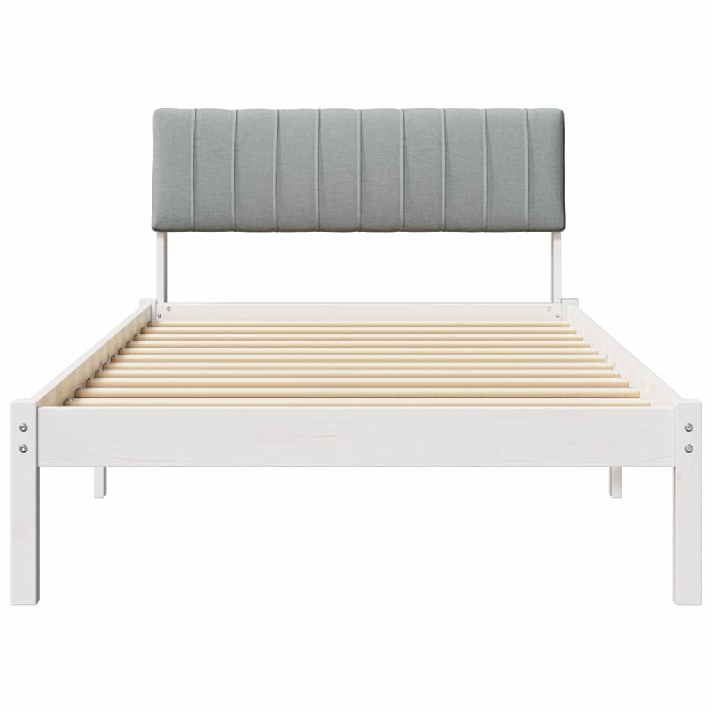 Bedframe Wit en lichtgrijs 100 x 200 cm Massief grenenhout