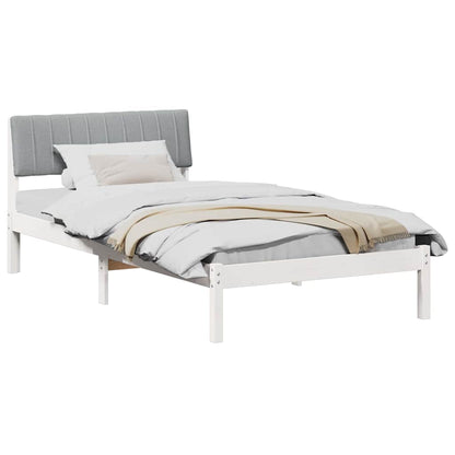 Bedframe Wit en lichtgrijs 100 x 200 cm Massief grenenhout