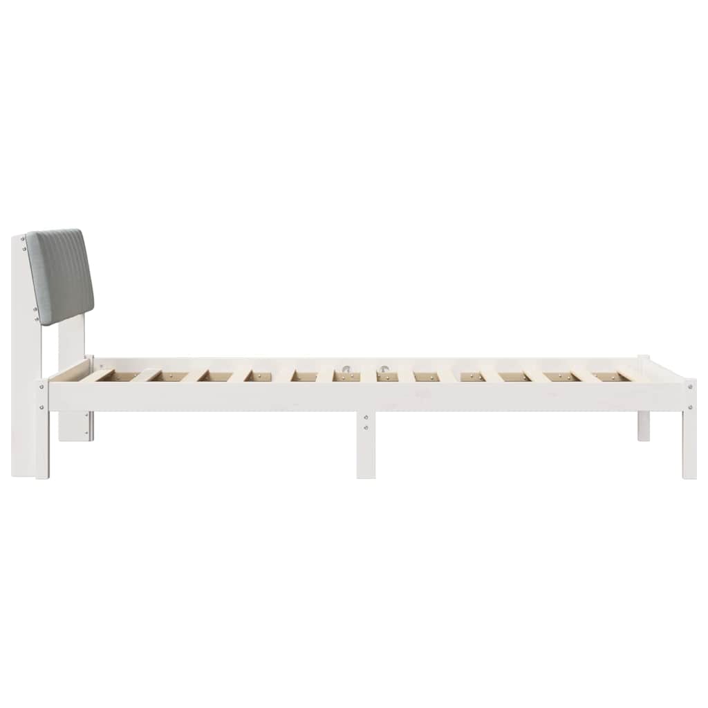 Bedframe Wit en lichtgrijs 100 x 200 cm Massief grenenhout