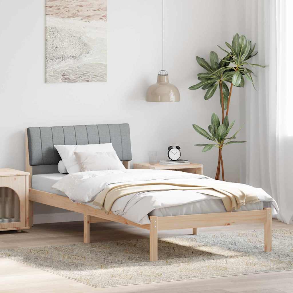 Bedframe Bruin en lichtgrijs 90 x 200 cm Massief grenenhout