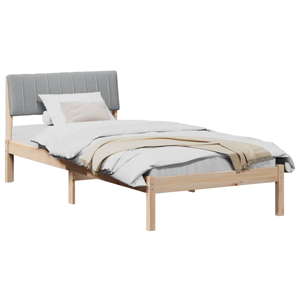 Bedframe Bruin en lichtgrijs 90 x 200 cm Massief grenenhout