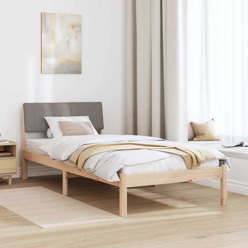 Bedframe Bruin en taupe 90 x 200 cm Massief grenenhout