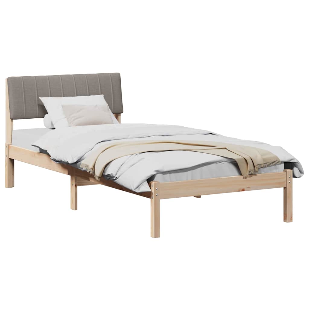 Bedframe Bruin en taupe 90 x 200 cm Massief grenenhout