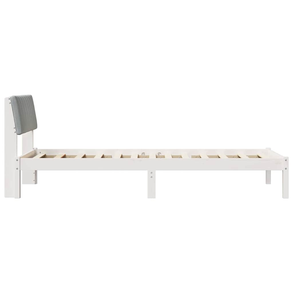 Bedframe Wit en lichtgrijs 90 x 200 cm Massief grenenhout