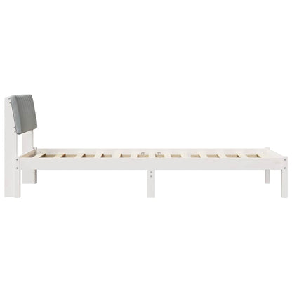 Bedframe Wit en lichtgrijs 90 x 200 cm Massief grenenhout
