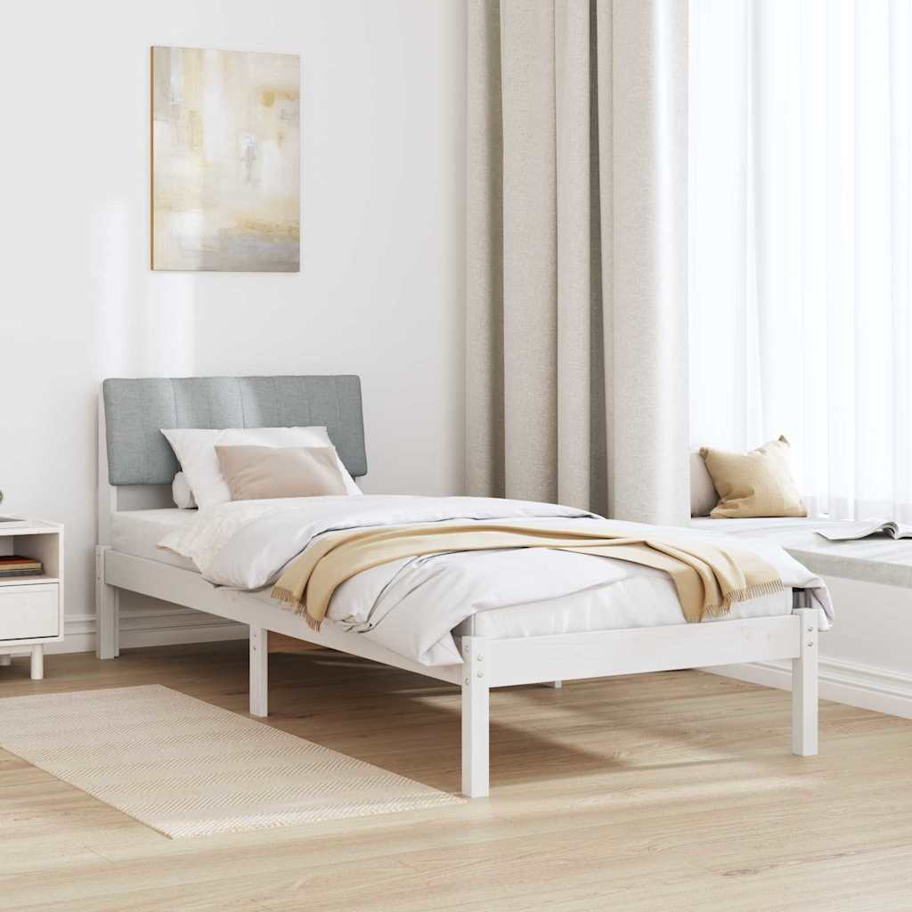 Bedframe Wit en lichtgrijs 80 x 200 cm Massief grenenhout