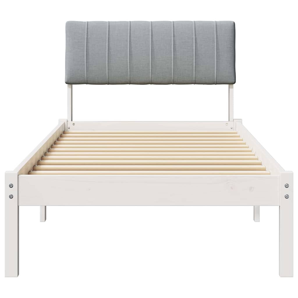 Bedframe Wit en lichtgrijs 80 x 200 cm Massief grenenhout