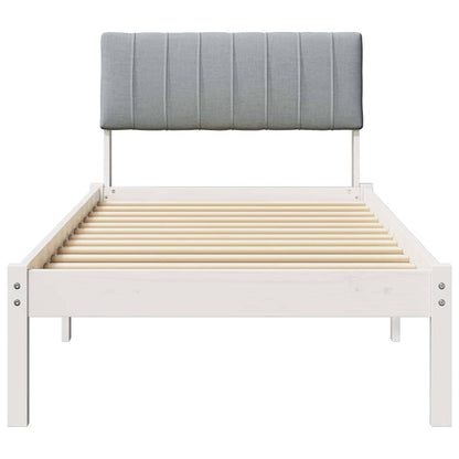 Bedframe Wit en lichtgrijs 80 x 200 cm Massief grenenhout