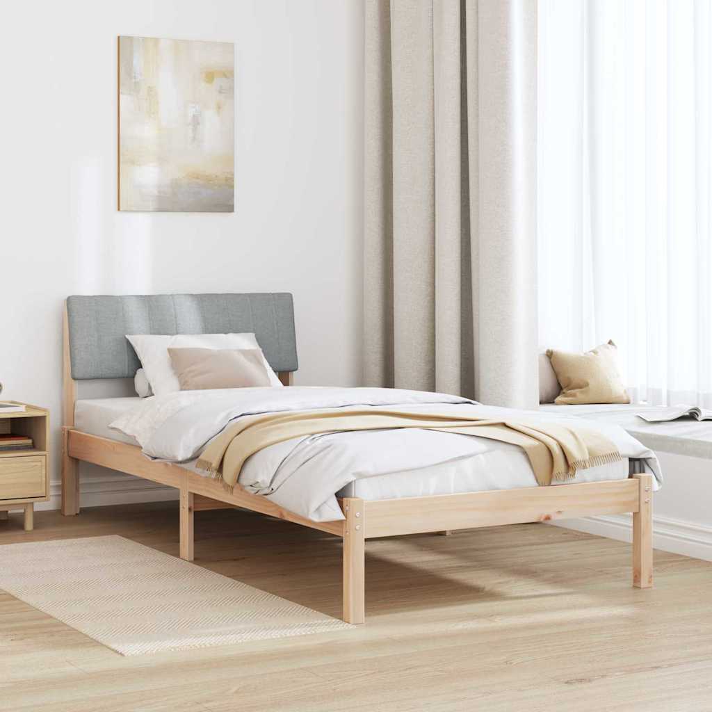 Bedframe Bruin en lichtgrijs 90 x 190 cm Massief grenenhout
