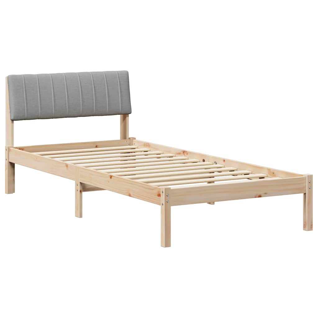 Bedframe Bruin en lichtgrijs 90 x 190 cm Massief grenenhout