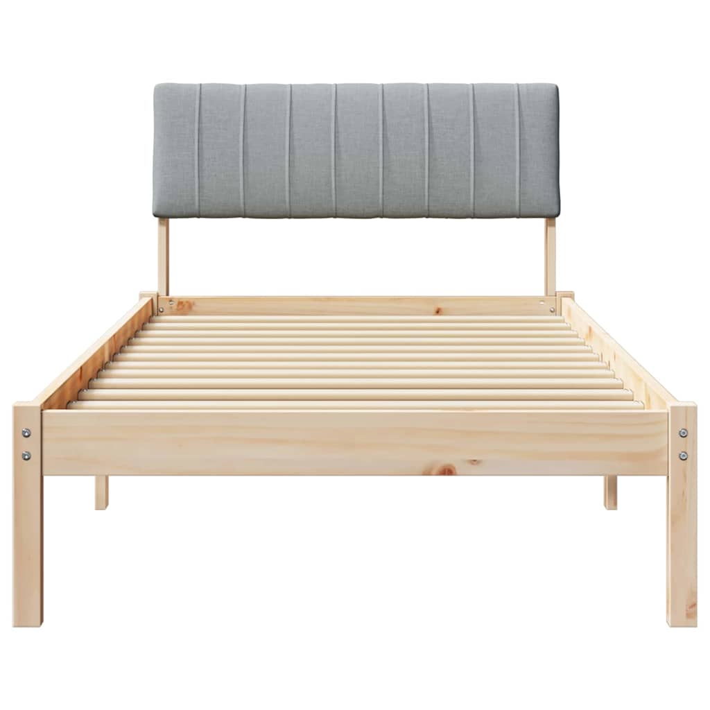 Bedframe Bruin en lichtgrijs 90 x 190 cm Massief grenenhout