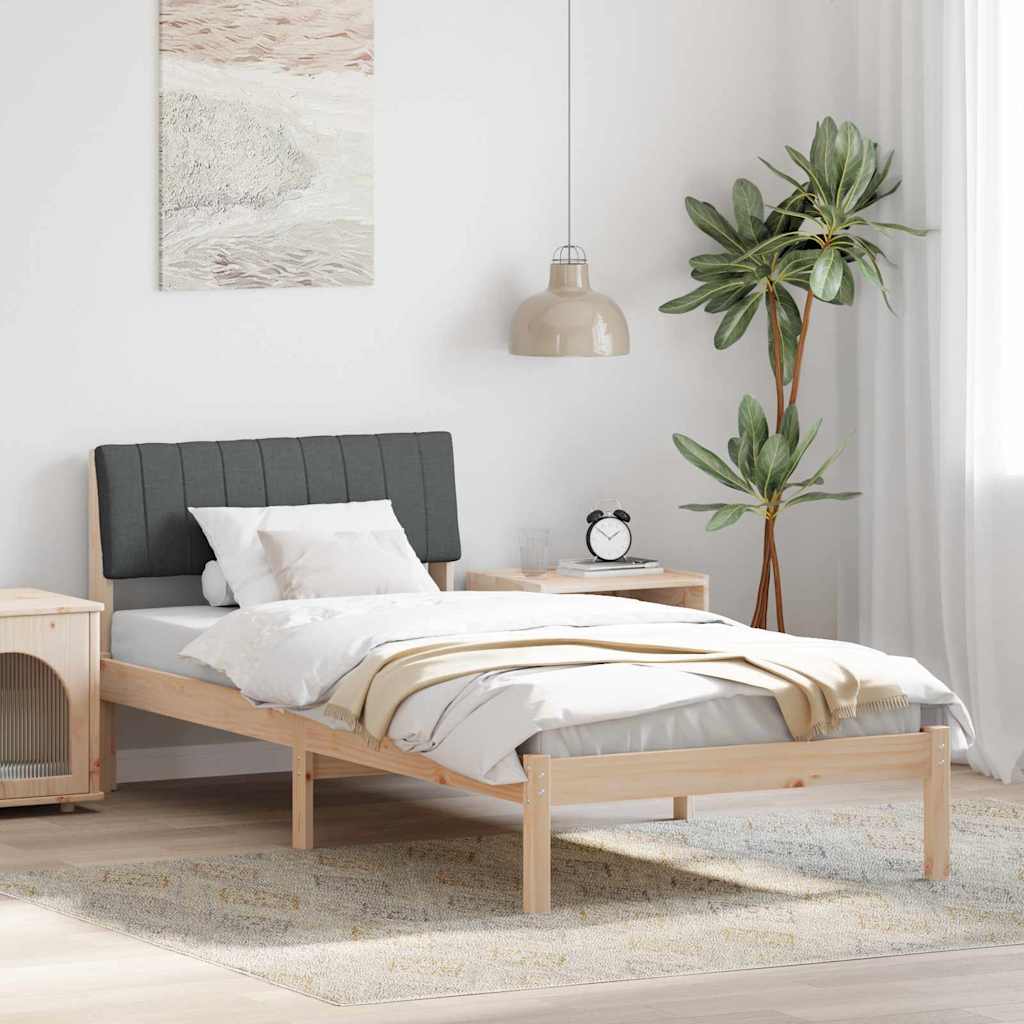 Bedframe Bruin en donkergrijs 90 x 190 cm Massief grenenhout