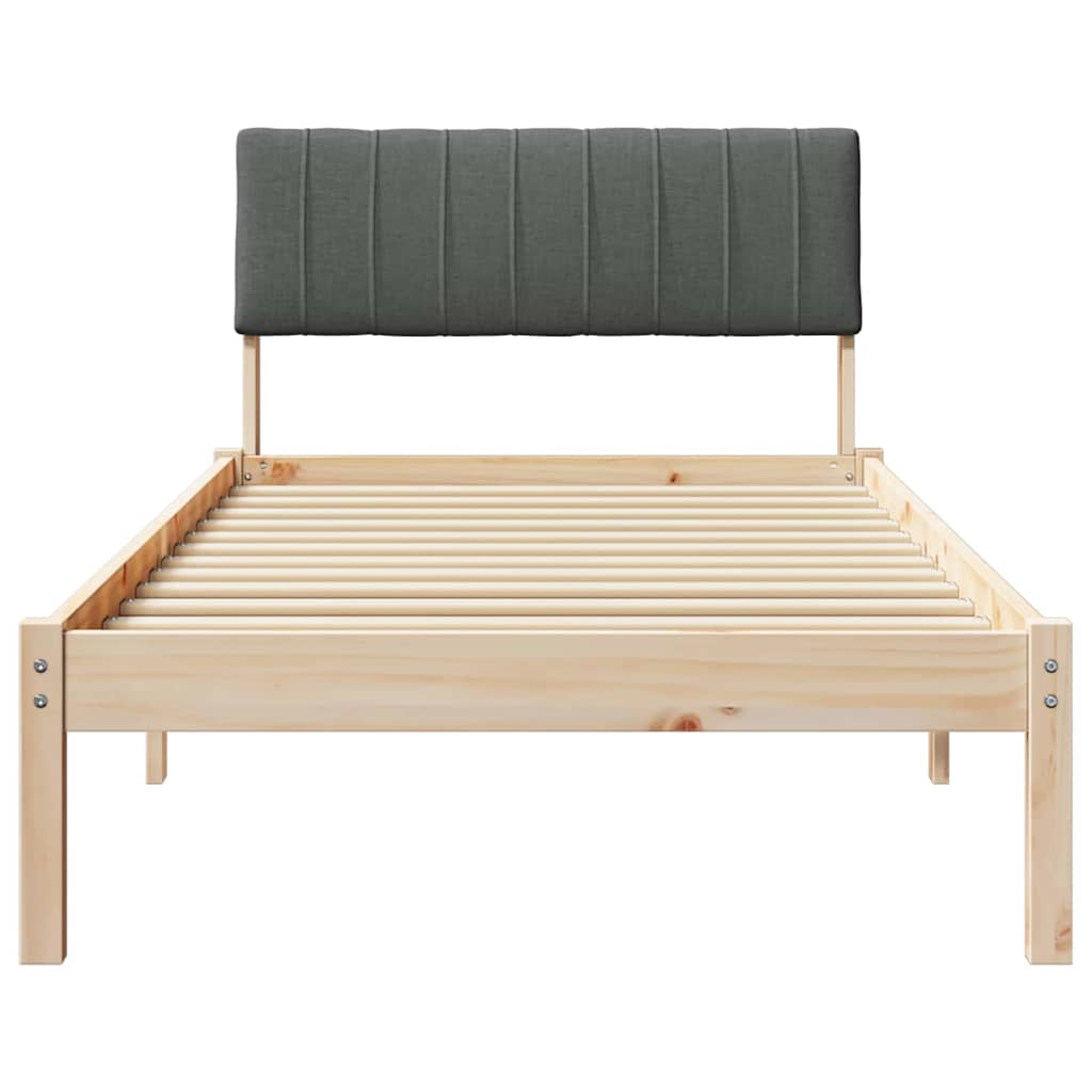 Bedframe Bruin en donkergrijs 90 x 190 cm Massief grenenhout