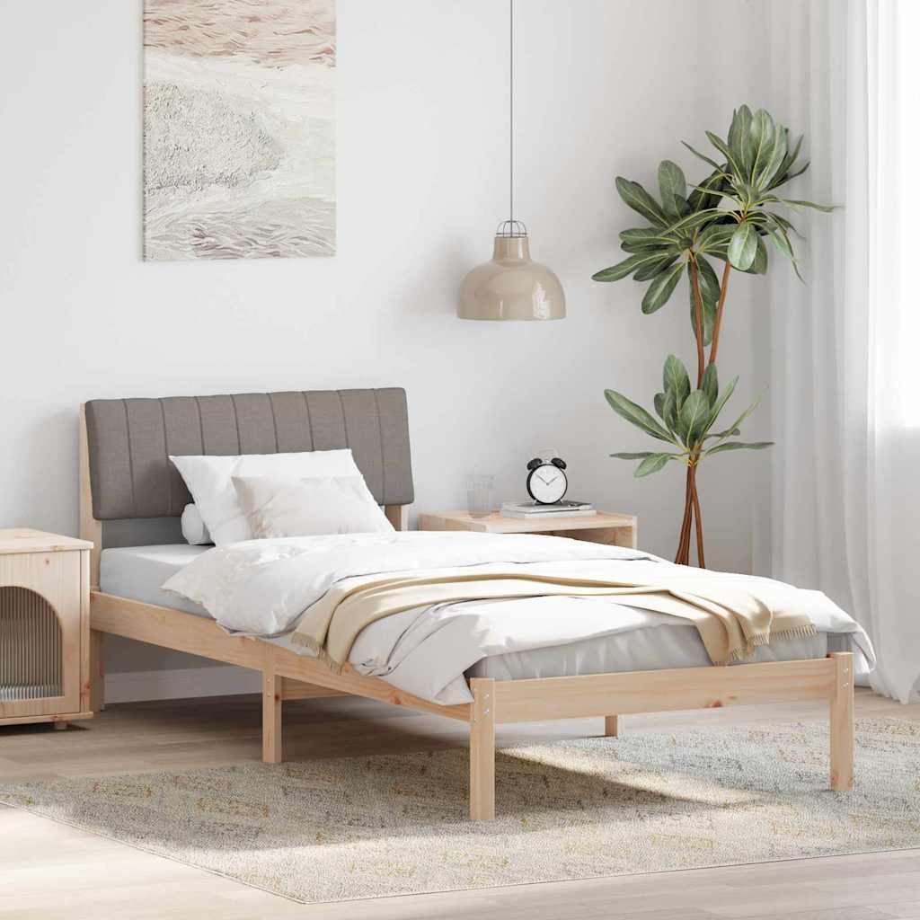 Bedframe Bruin en taupe 90 x 190 cm Massief grenenhout