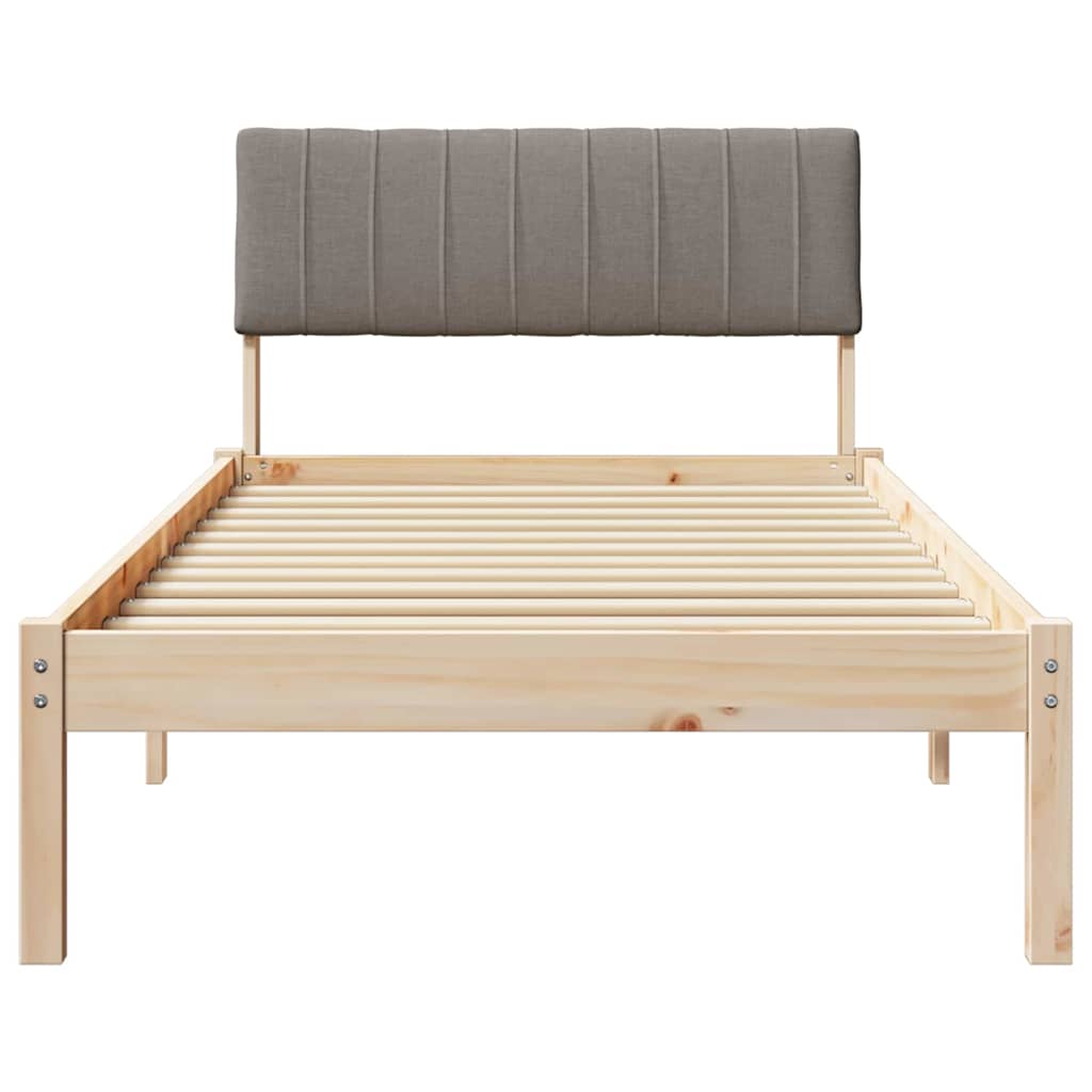 Bedframe Bruin en taupe 90 x 190 cm Massief grenenhout