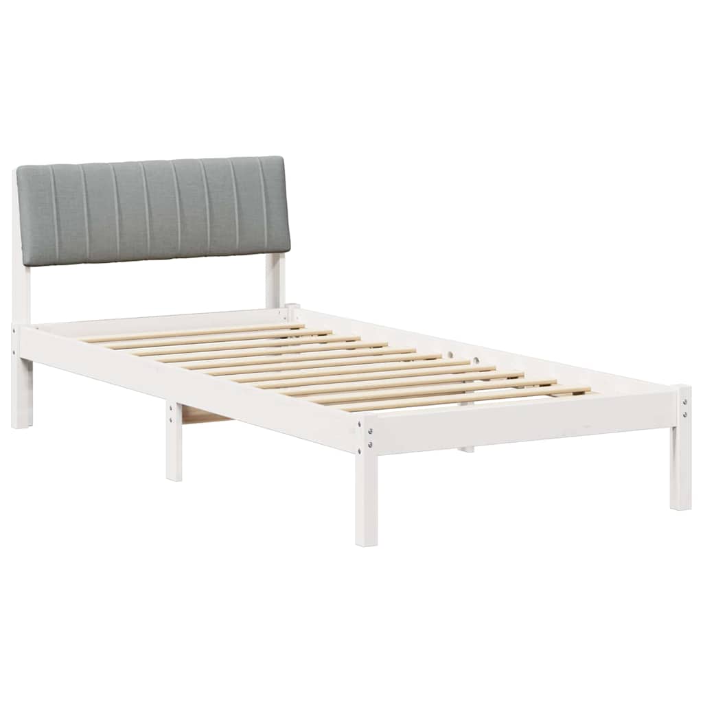 Bedframe Wit en lichtgrijs 90 x 190 cm Massief grenenhout