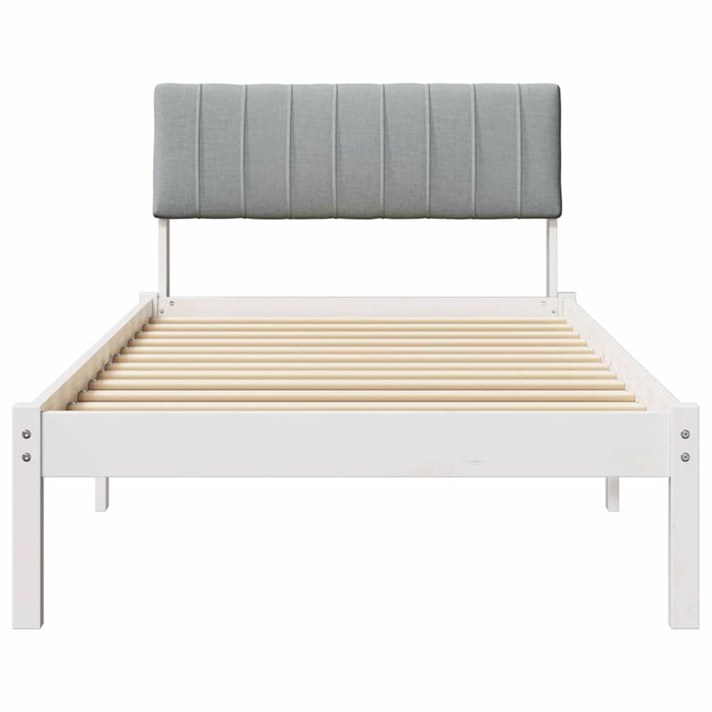 Bedframe Wit en lichtgrijs 90 x 190 cm Massief grenenhout