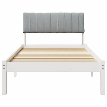 Bedframe Wit en lichtgrijs 90 x 190 cm Massief grenenhout