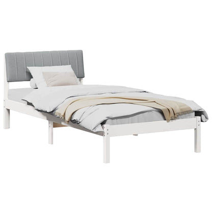 Bedframe Wit en lichtgrijs 90 x 190 cm Massief grenenhout