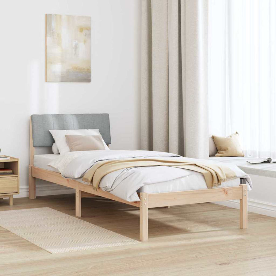 Bedframe Bruin en lichtgrijs 75 x 190 cm Massief grenenhout