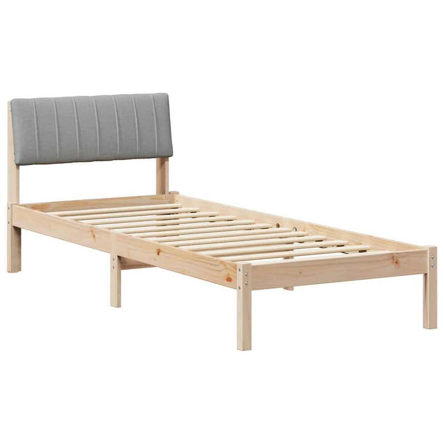 Bedframe Bruin en lichtgrijs 75 x 190 cm Massief grenenhout