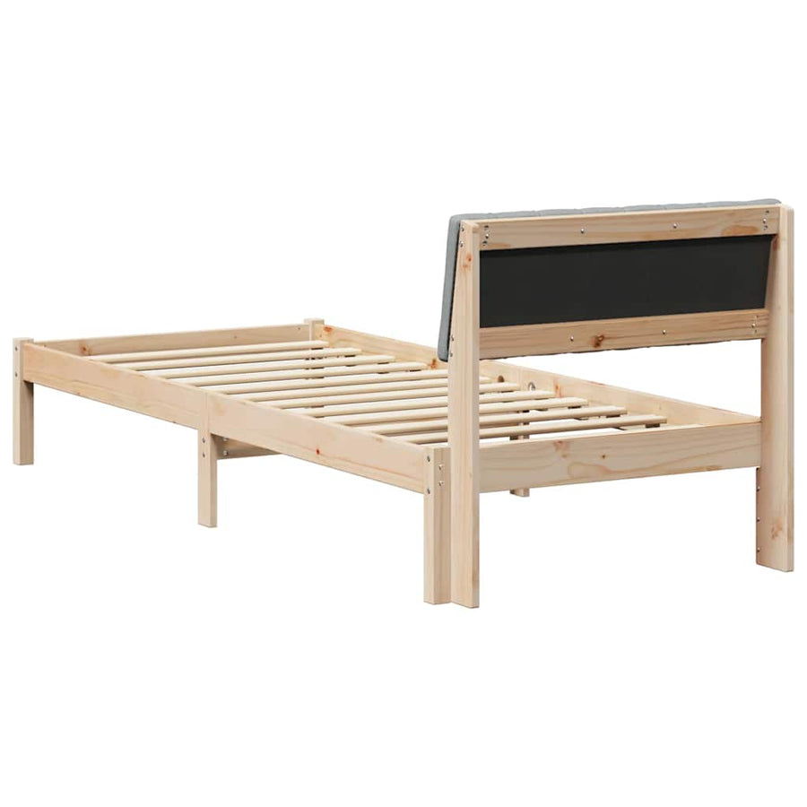 Bedframe Bruin en lichtgrijs 75 x 190 cm Massief grenenhout