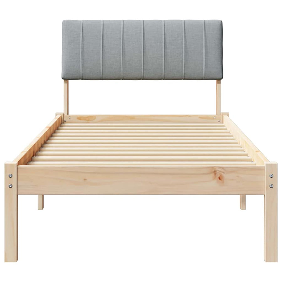 Bedframe Bruin en lichtgrijs 75 x 190 cm Massief grenenhout