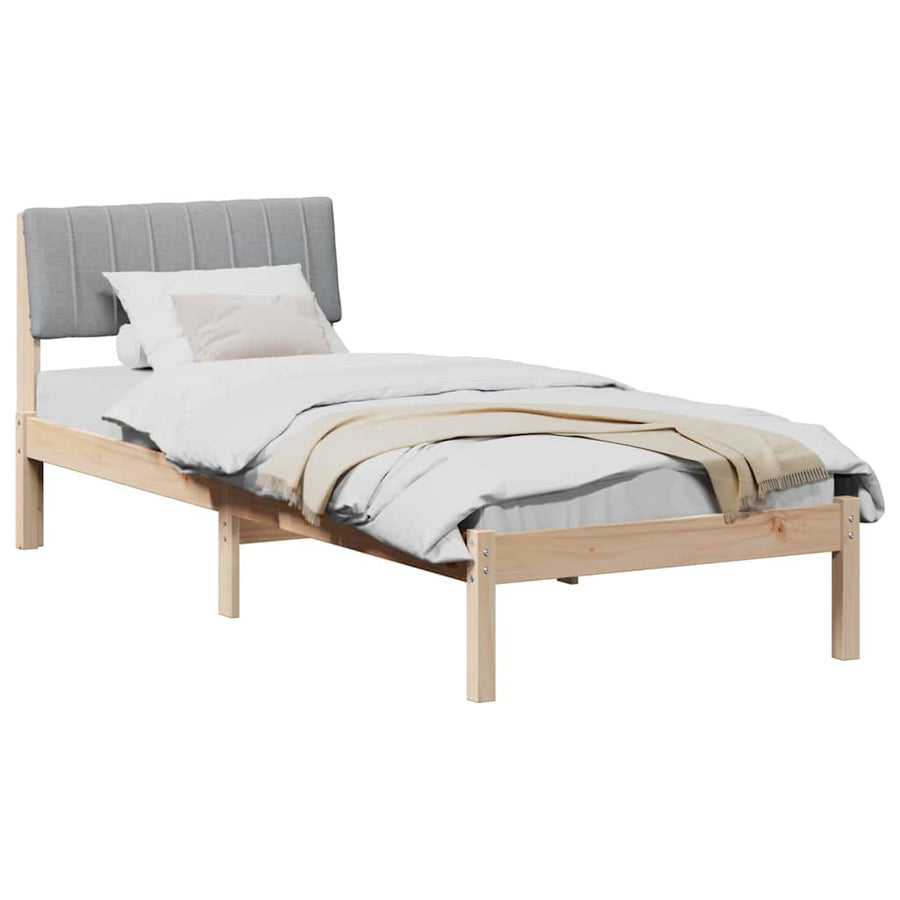 Bedframe Bruin en lichtgrijs 75 x 190 cm Massief grenenhout