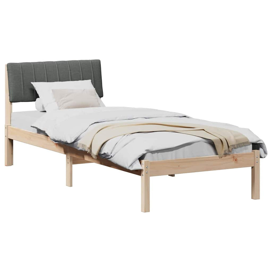 Bedframe Bruin en donkergrijs 75 x 190 cm Massief grenenhout