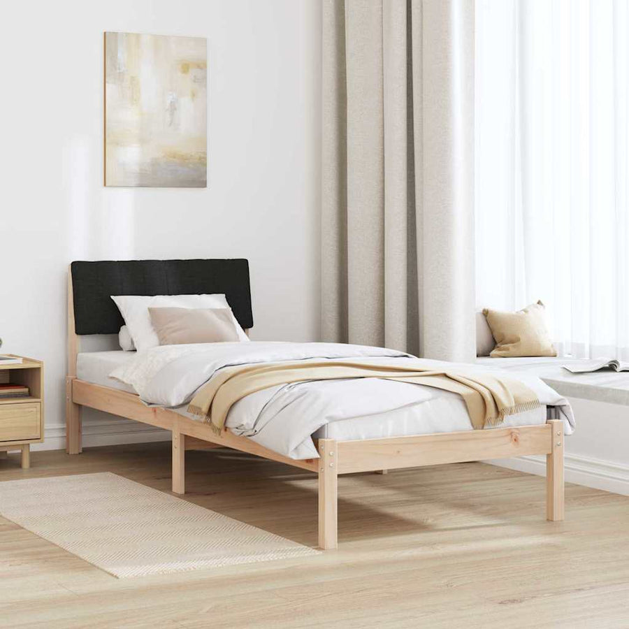 Bedframe Bruin en zwart 75 x 190 cm Massief grenenhout