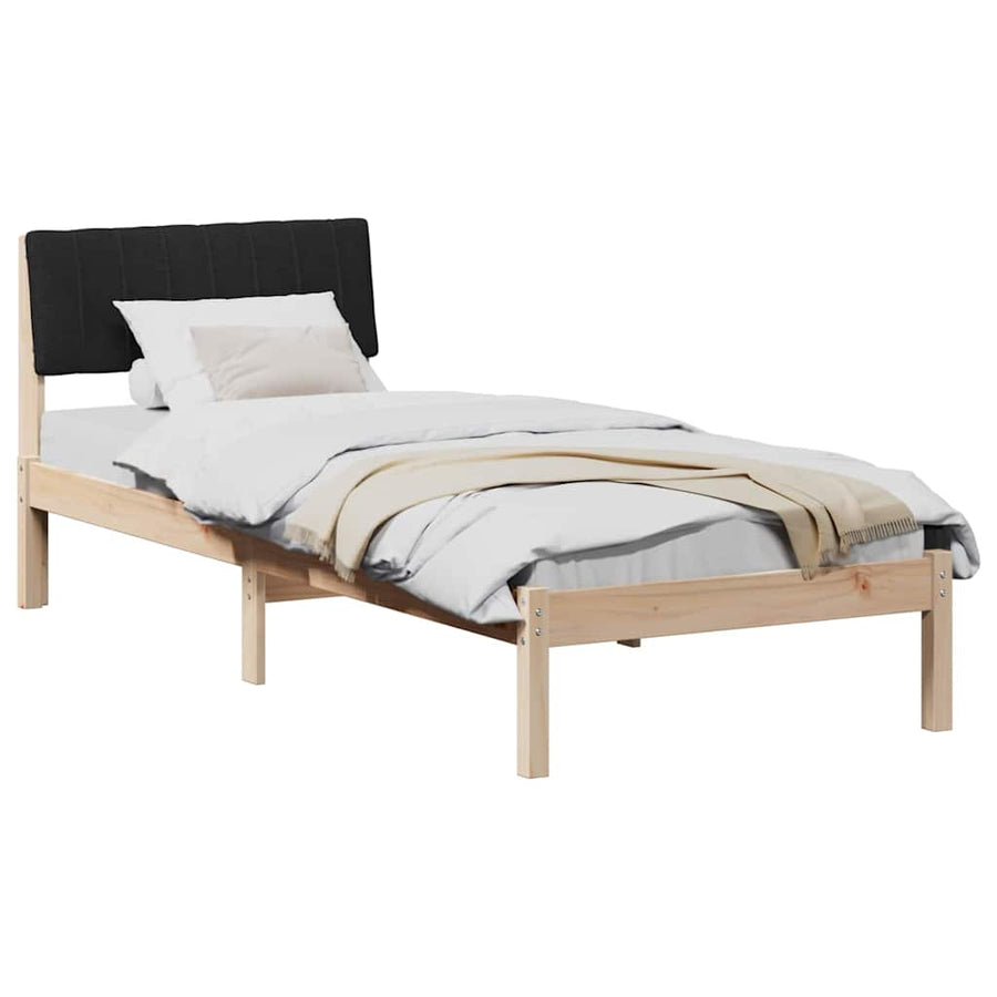 Bedframe Bruin en zwart 75 x 190 cm Massief grenenhout