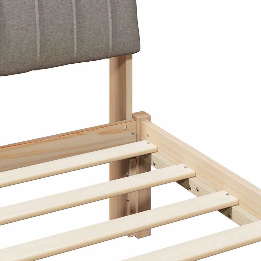 Bedframe Bruin en taupe 75 x 190 cm Massief grenenhout