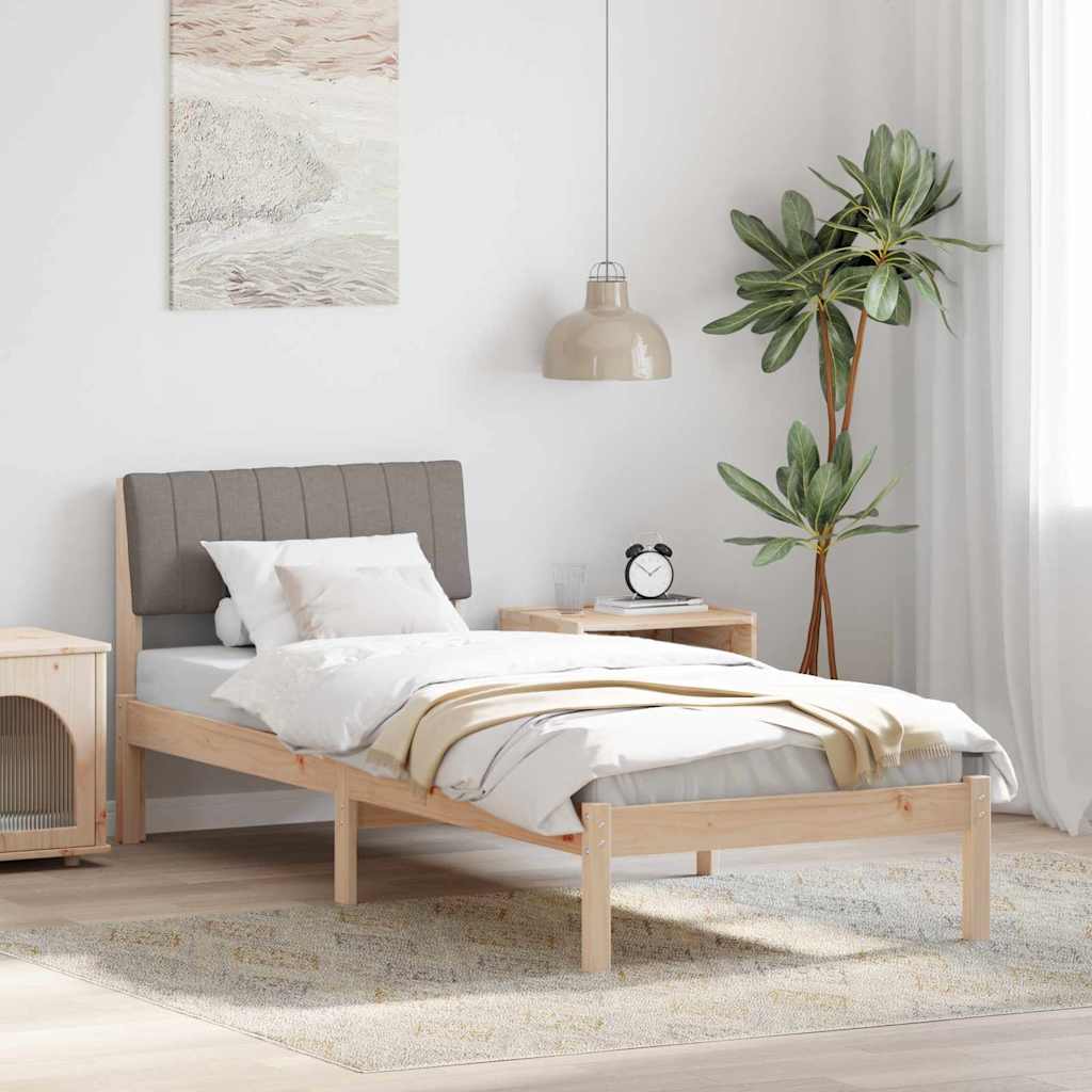 Bedframe Bruin en taupe 75 x 190 cm Massief grenenhout