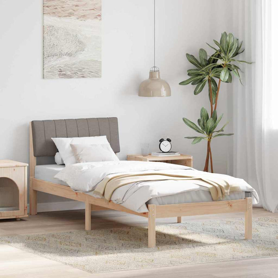 Bedframe Bruin en taupe 75 x 190 cm Massief grenenhout