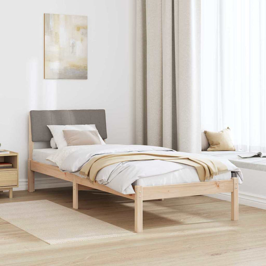 Bedframe Bruin en taupe 75 x 190 cm Massief grenenhout