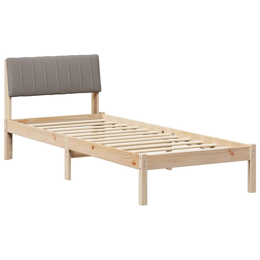 Bedframe Bruin en taupe 75 x 190 cm Massief grenenhout