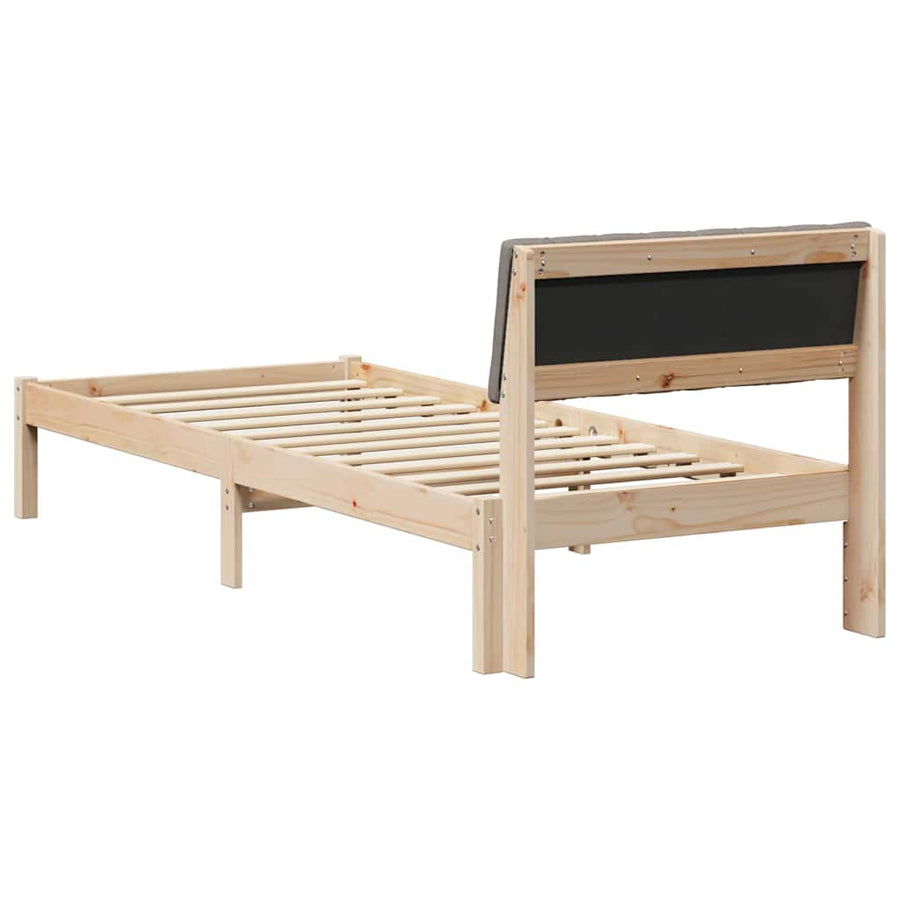 Bedframe Bruin en taupe 75 x 190 cm Massief grenenhout