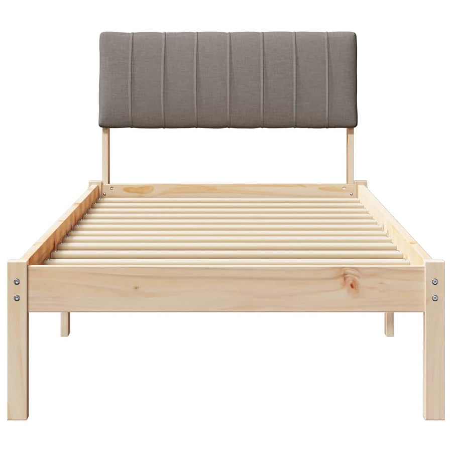 Bedframe Bruin en taupe 75 x 190 cm Massief grenenhout