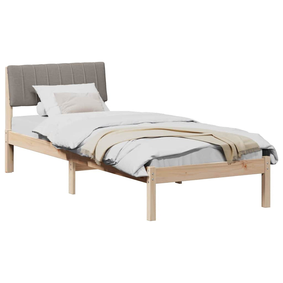 Bedframe Bruin en taupe 75 x 190 cm Massief grenenhout