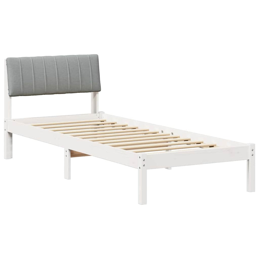 Bedframe Wit en lichtgrijs 75 x 190 cm Massief grenenhout