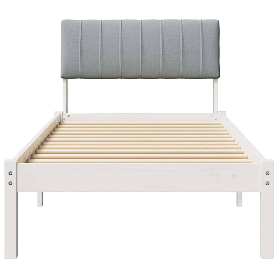 Bedframe Wit en lichtgrijs 75 x 190 cm Massief grenenhout